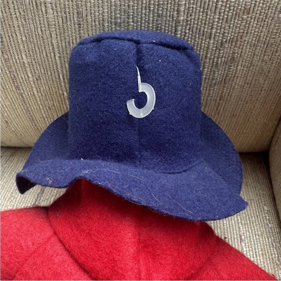 Paddington Bear Plush with Tag, Wood Toggles Navy Blue Hat, Red Coat - Eden Toys - Picture 7 of 8